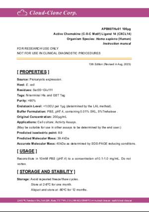 Active-Chemokine-(C-X-C-Motif)-Ligand-14-(CXCL14)-APB607Hu01.pdf