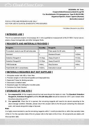 ELISA-Kit-for-Arachidonate-15-Lipoxygenase--Type-B--ALOX15B--SEB356Hu.pdf