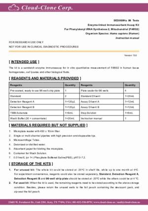 ELISA-Kit-for-Phenylalanyl-tRNA-Synthetase-2--Mitochondrial-(FARS2)-SED000Hu.pdf
