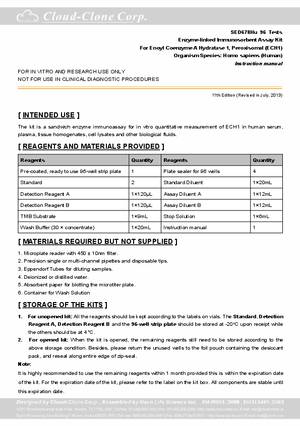 ELISA-Kit-for-Enoyl-Coenzyme-A-Hydratase-1--Peroxisomal--ECH1--SED678Hu.pdf